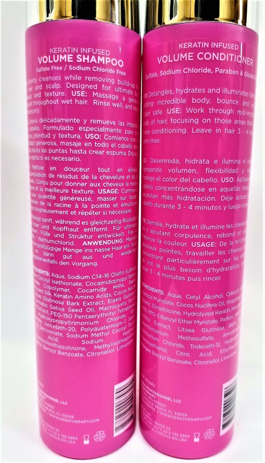 KERATHERAPY Keratin Infused Volume Shampoo & Conditioner Duo – Volumizing Hair Care Set for Fuller Looking Hair
